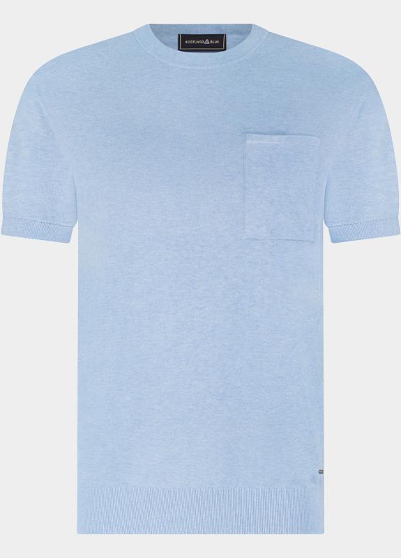 Scotland Blue T-shirt heren Blauw Yvan Knitted T-shirt Ss SPE26106YV09SB/4003