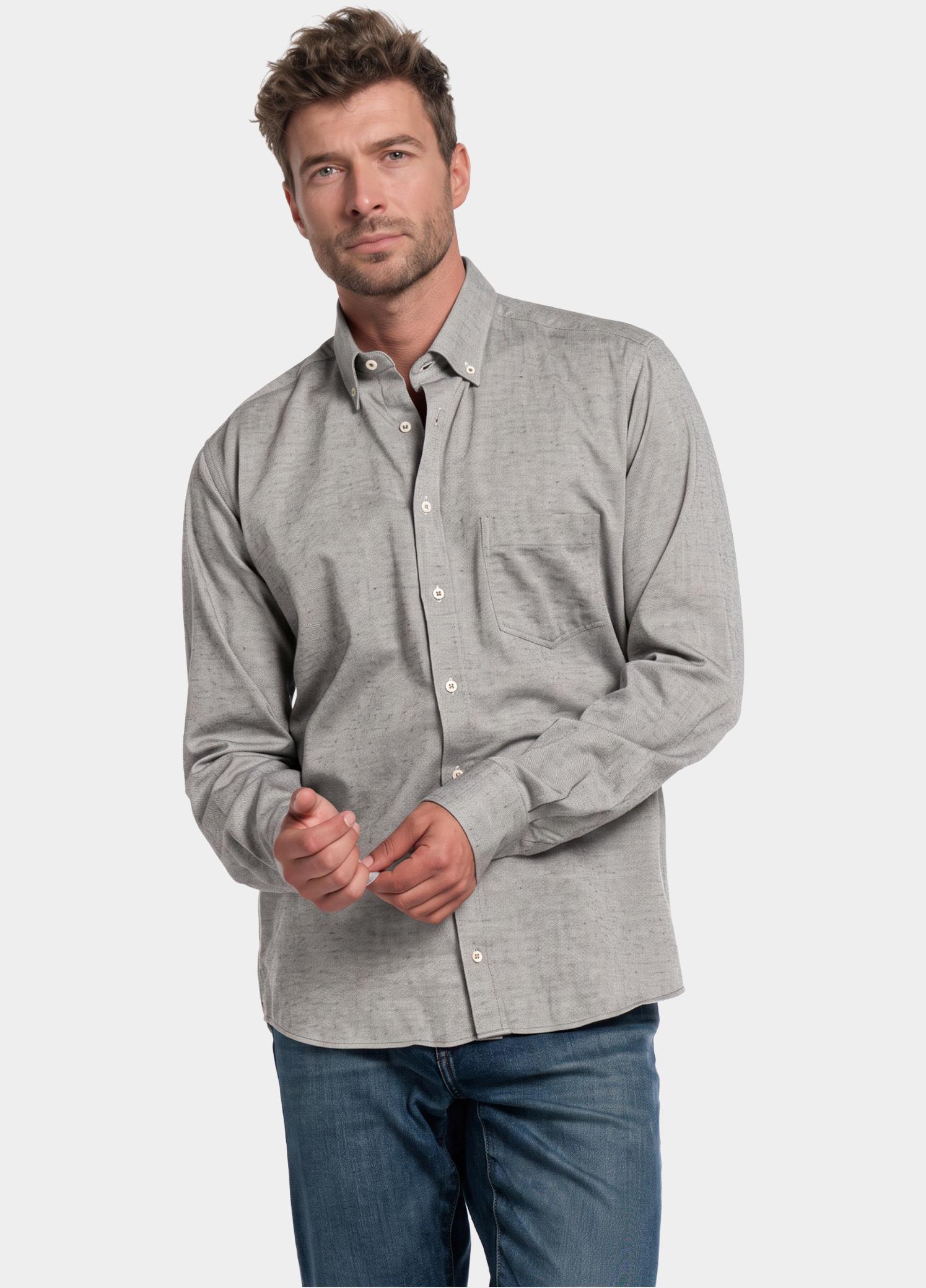 Giordano Overhemd heren Grijs Dino Wooltouch melange flanel 627005/92