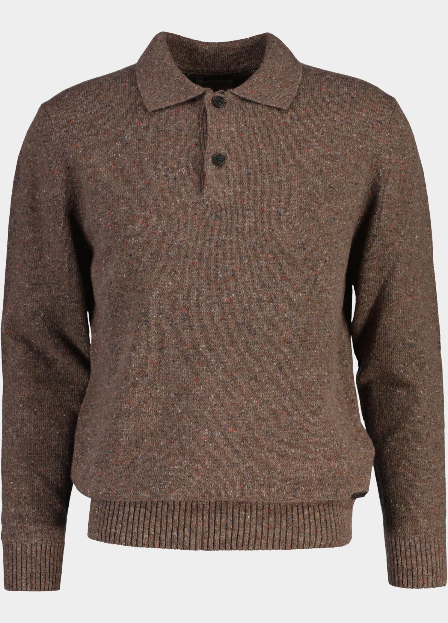 Gant Polo lange mouwen heren Bruin Polotrui van wolmix met kleur 8040263/260