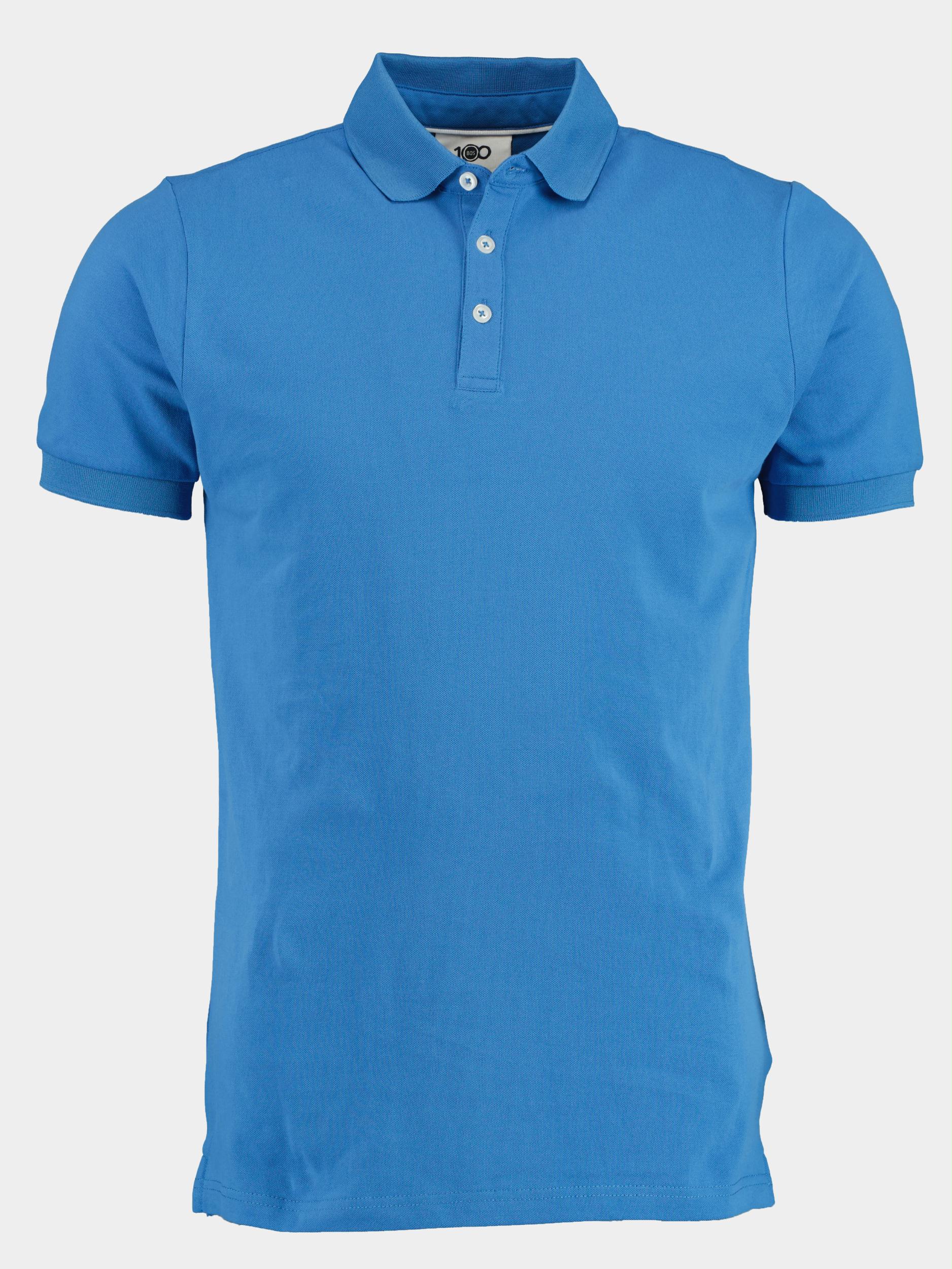 Bos Bright Blue Polo korte mouw Blauw Oscar Polo Fine Pique Plain 22108OS03BO/268 jeans blue