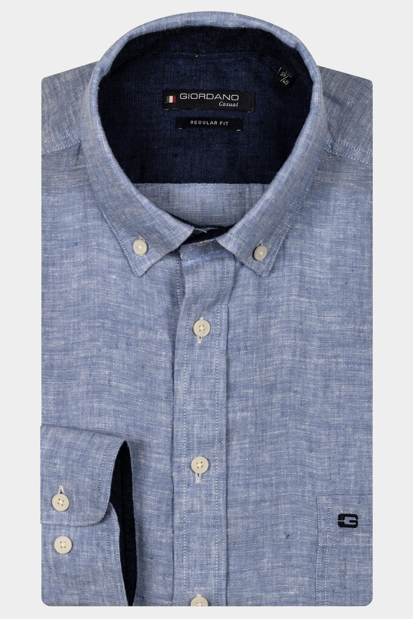 Giordano Casual hemd lange mouw Blauw Ivy Long Sleeve button down s 517009/63