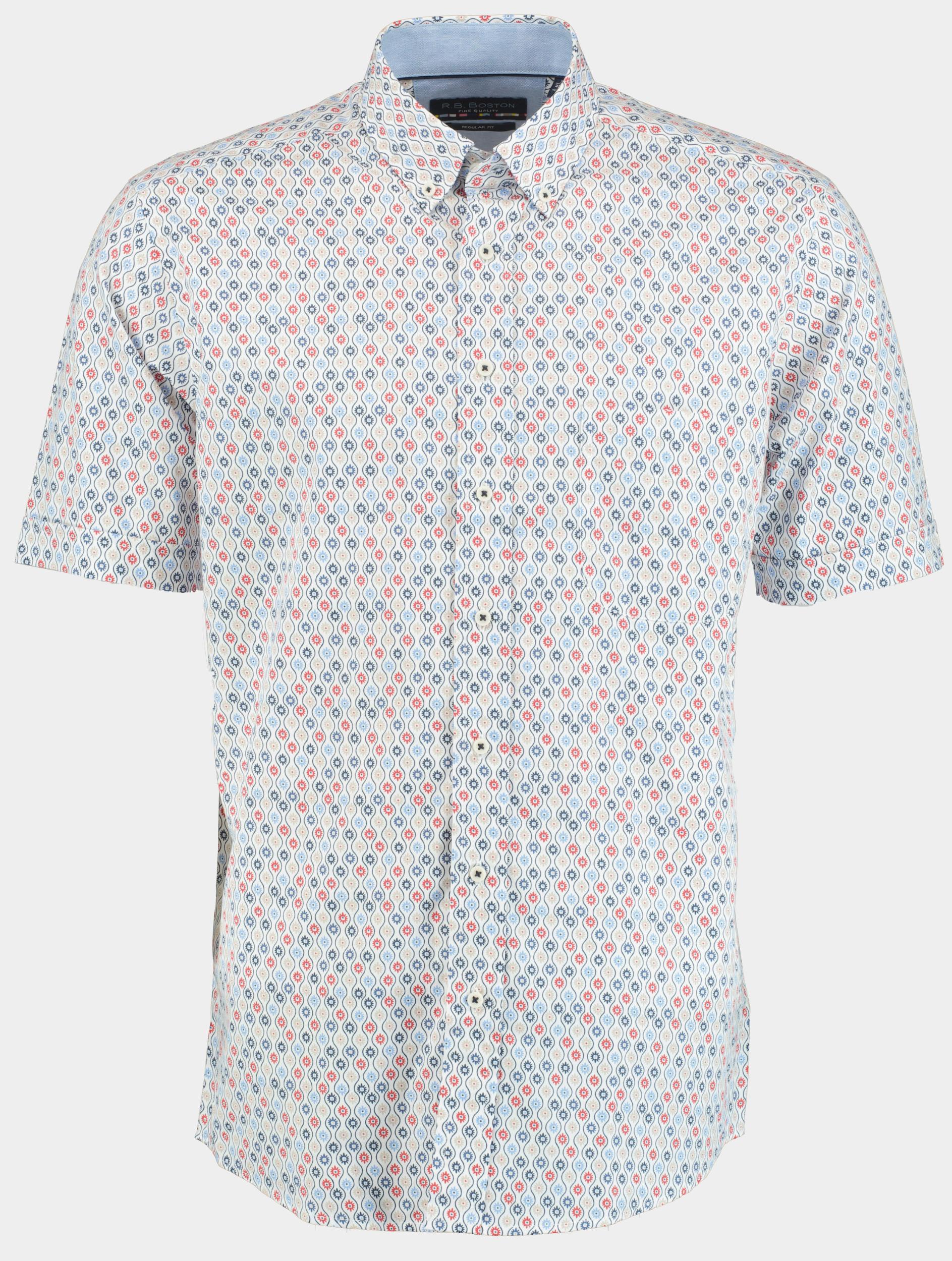 R.B. Boston Casual hemd korte mouw Rood regular fit grafische print 516670/307