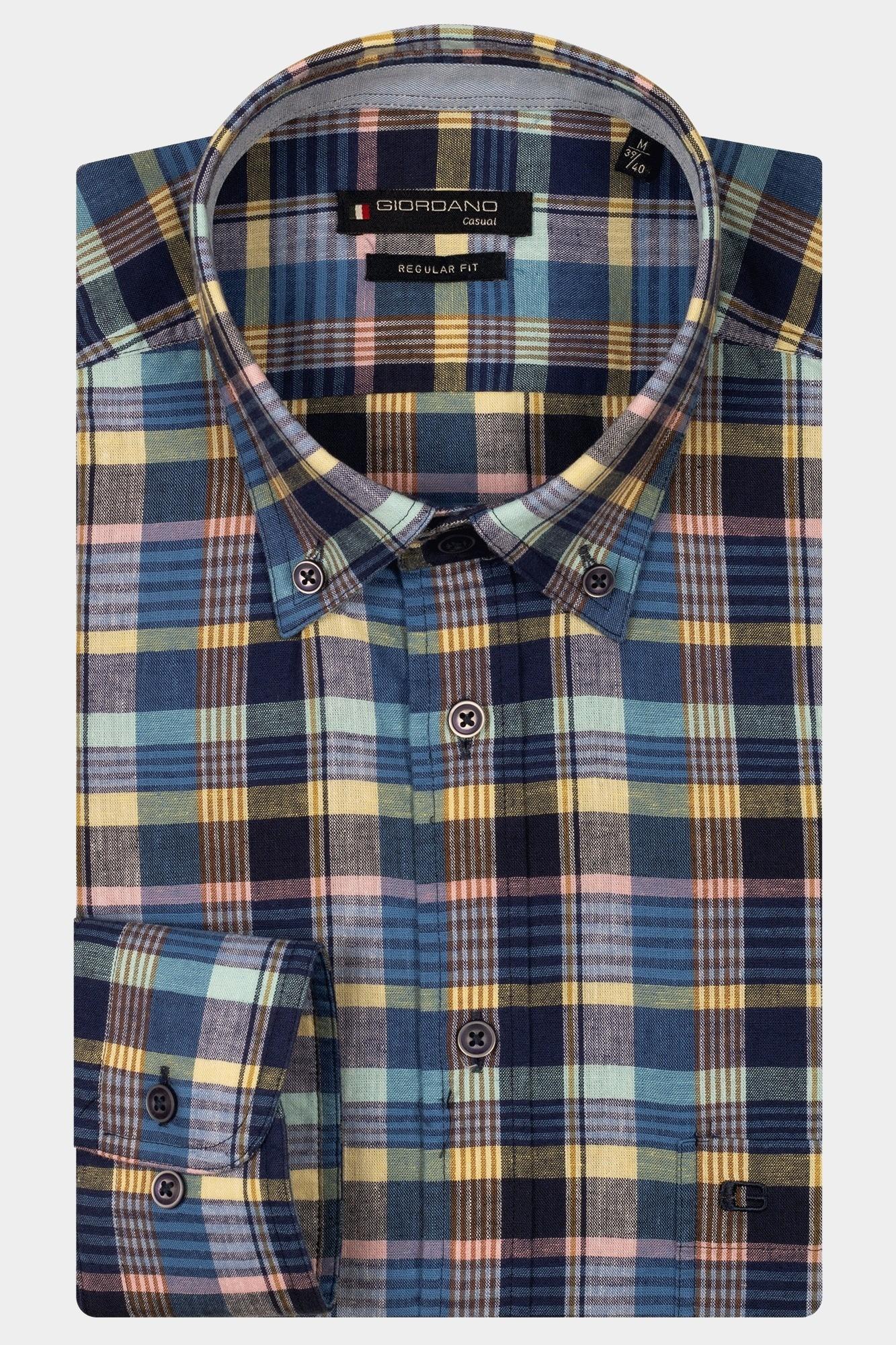 Giordano Casual hemd lange mouw Blauw Ivy long sleeve button down l 517305/60