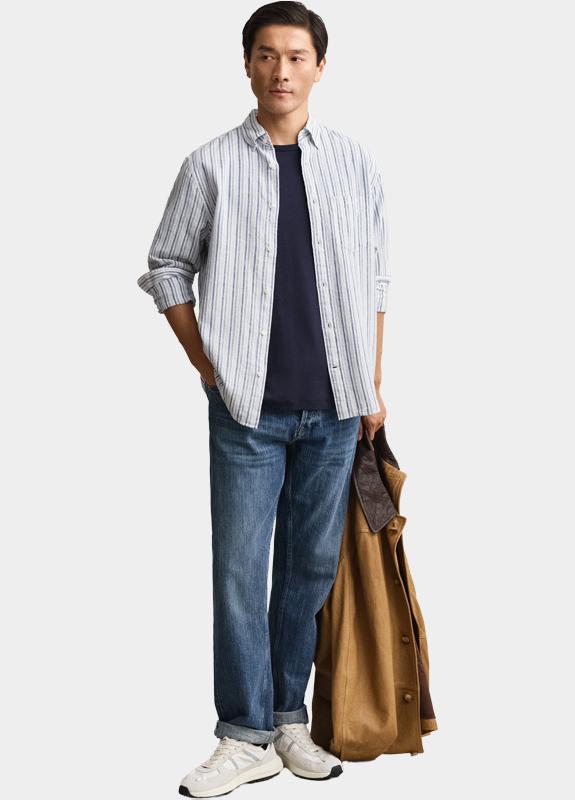 Gant Overhemd heren Blauw Gestreept overoverhemd van li 3260081/442