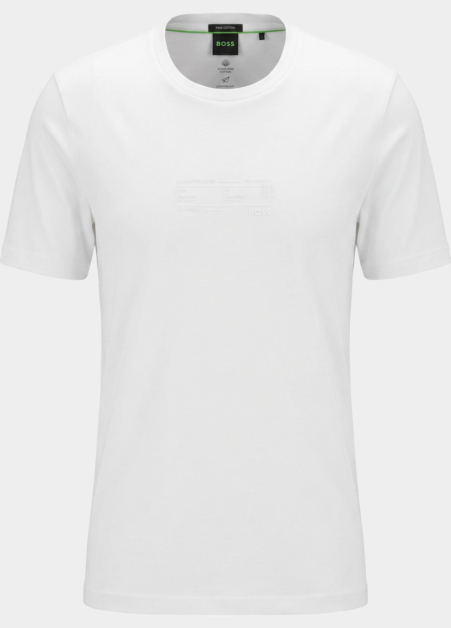 BOSS Green T-shirt heren Wit Tee Pima DesertTech 10262424 50531587/100