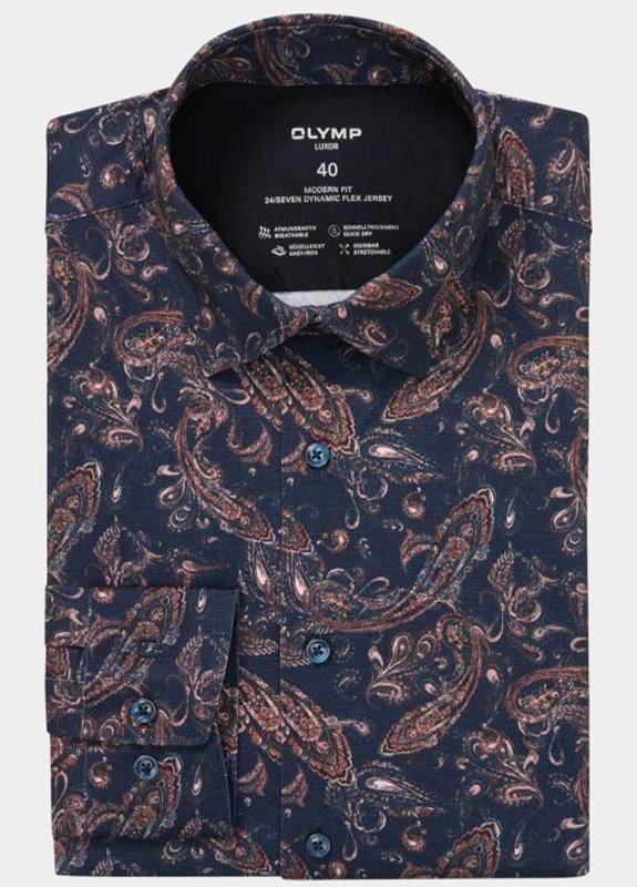 Olymp Business hemd lange mouw Blauw 132284-Hemden 132284/18