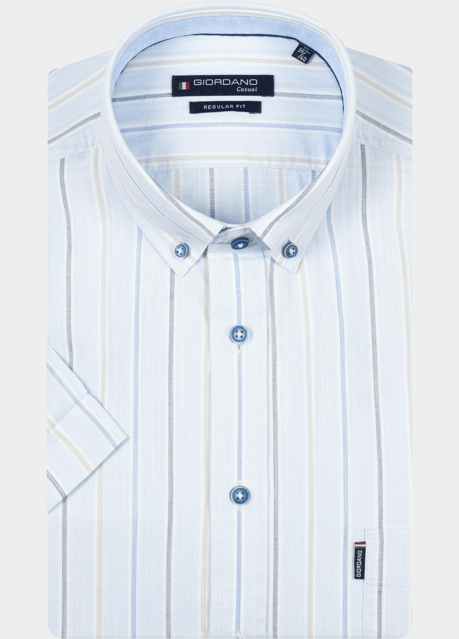 Giordano overhemd korte mouw heren Blauw League Short Sleeve Button Do 616141/61
