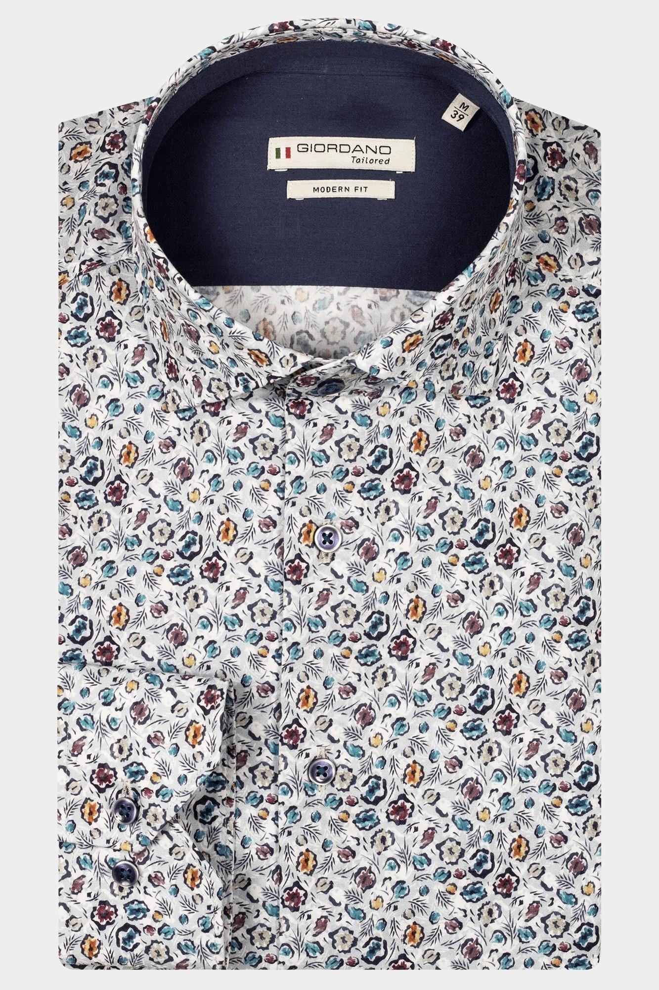 Giordano Casual hemd lange mouw Blauw Maggiore long sleeve semi cut 517854/61