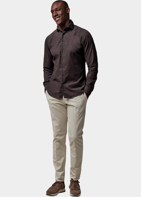 Profuomo Business hemd lange mouw Bruin  PPVH30028/D