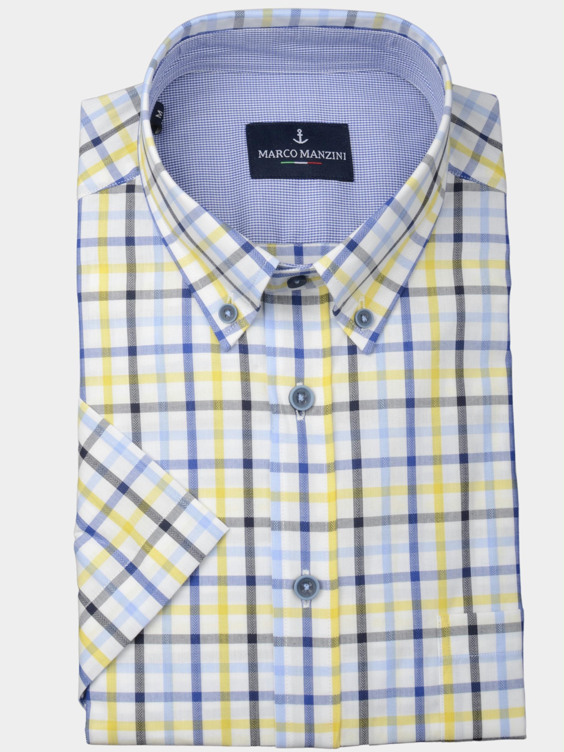 Bos Bright Blue Casual hemd korte mouw Geel Wolf Shirt Casual Ss Bd 20107WO30/440 yellow