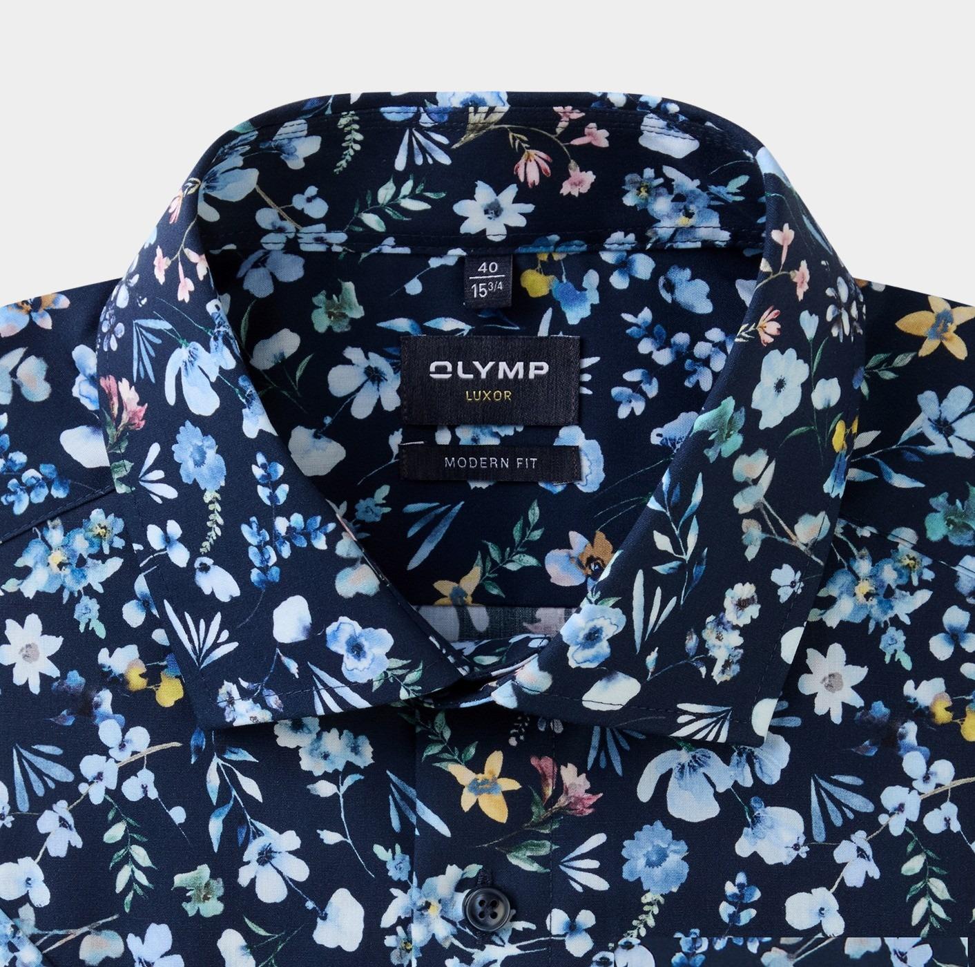 Olymp Business hemd korte mouw Blauw Luxor 125672/18
