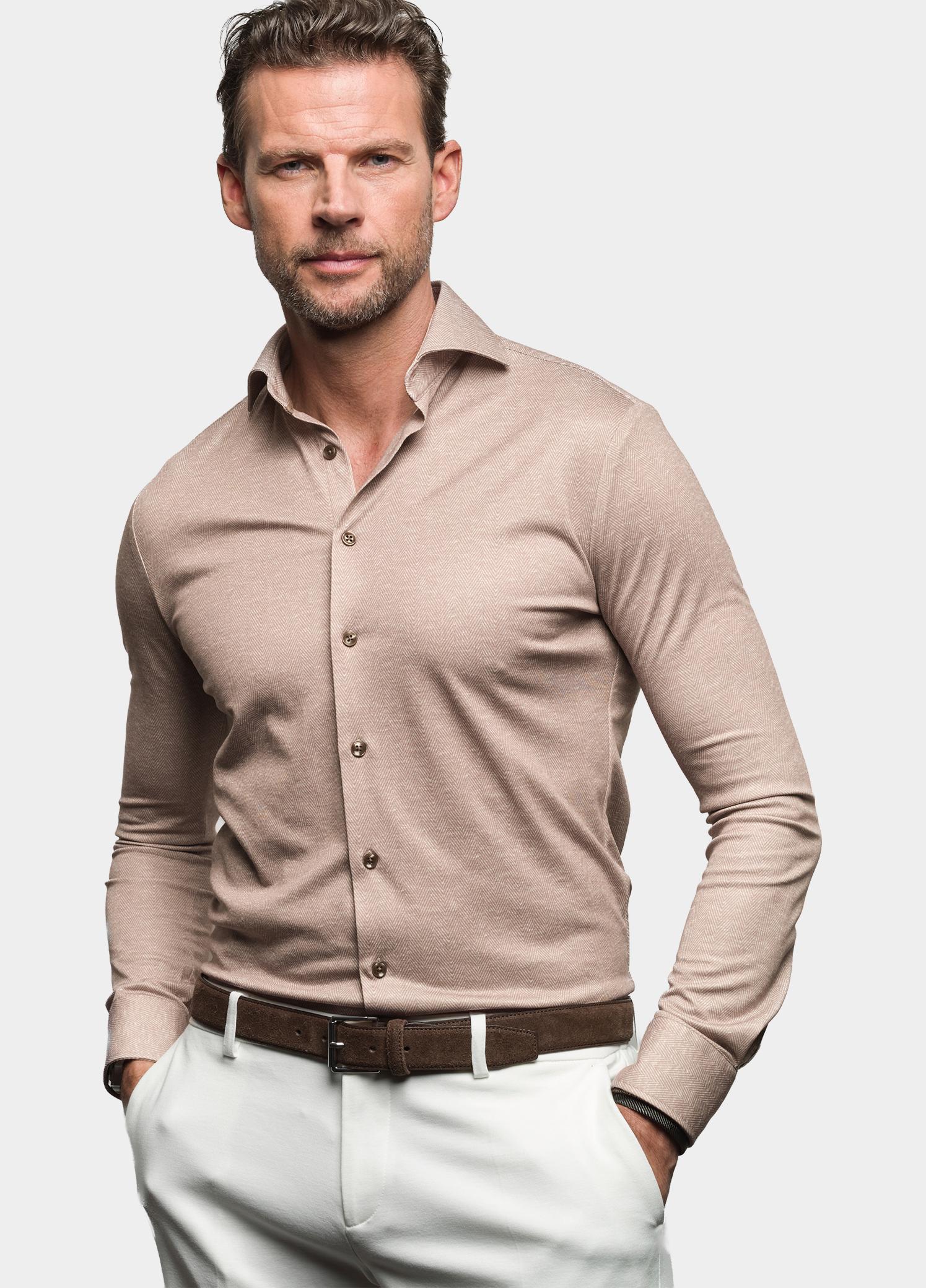 Ledub Zakelijk overhemd heren Bruin SF5 0143640/620-650-000