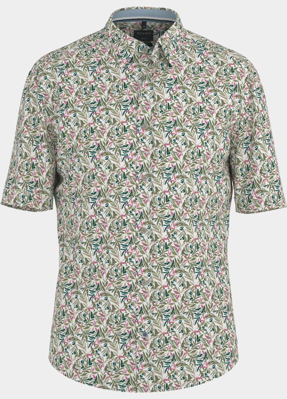 Olymp overhemd korte mouw heren Groen Casual 400412/47