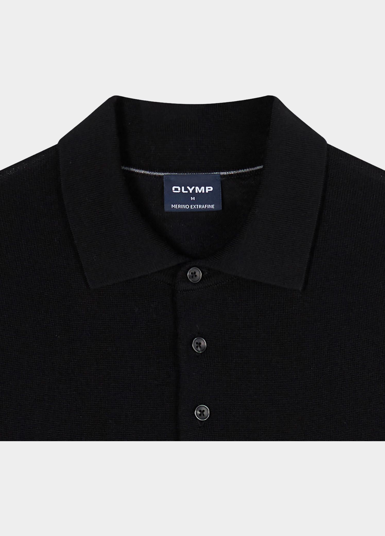 Olymp Polo lange mouwen heren Zwart Polo Strick 533924/68
