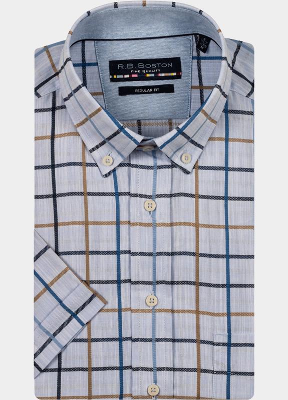 R.B. Boston Casual hemd korte mouw Blauw Marshall SS Button Down 516670/63