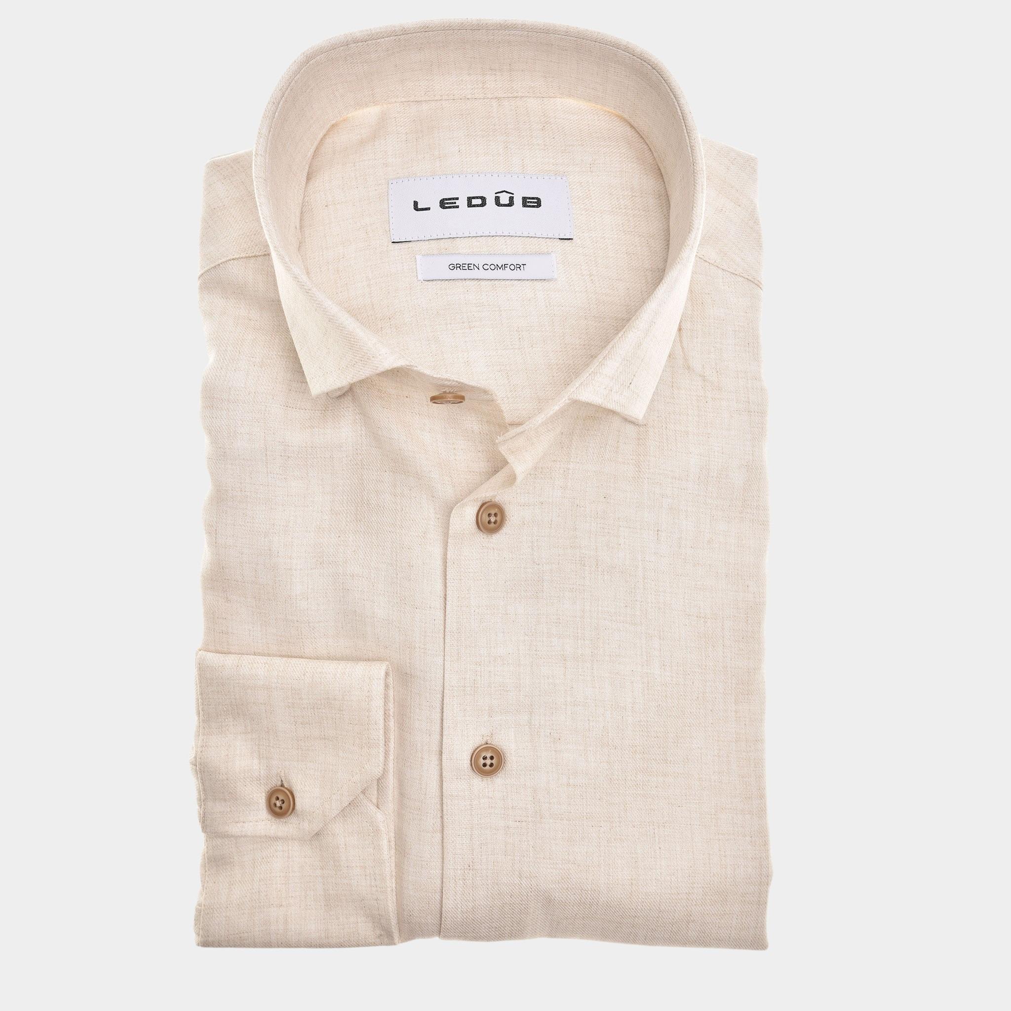 Ledub Business hemd lange mouw Bruin  0142915/620-000-000