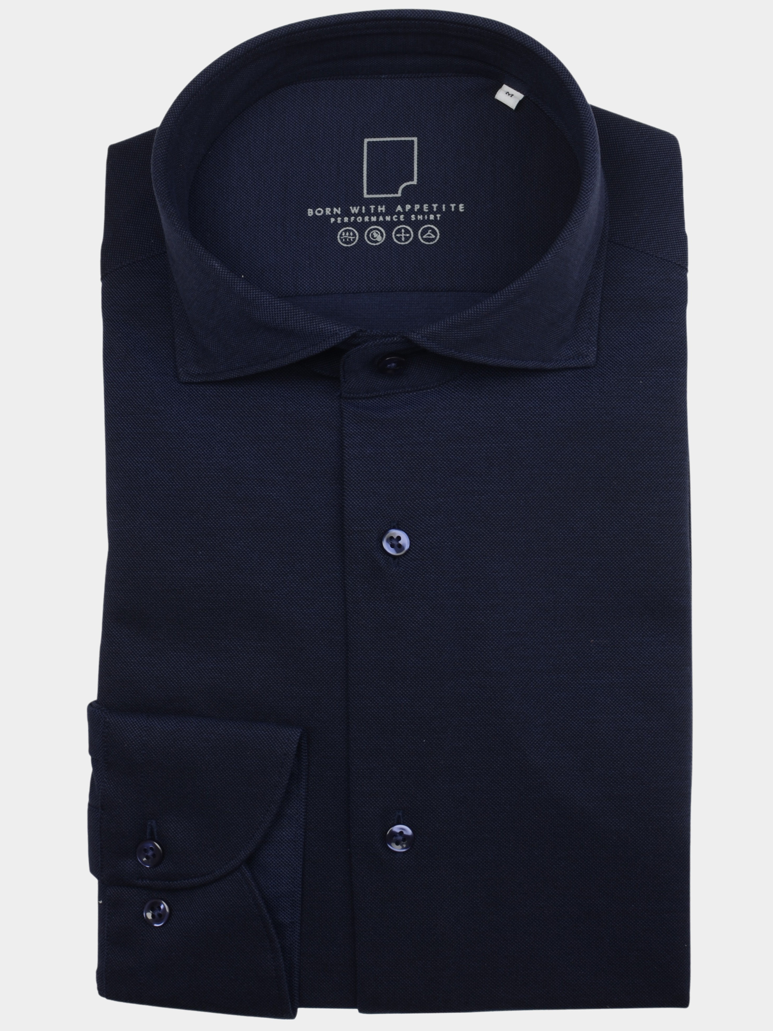 Born With Appetite Casual hemd lange mouw Blauw Seymour Knitted Pique Shirt W 00007SE78/290 navy