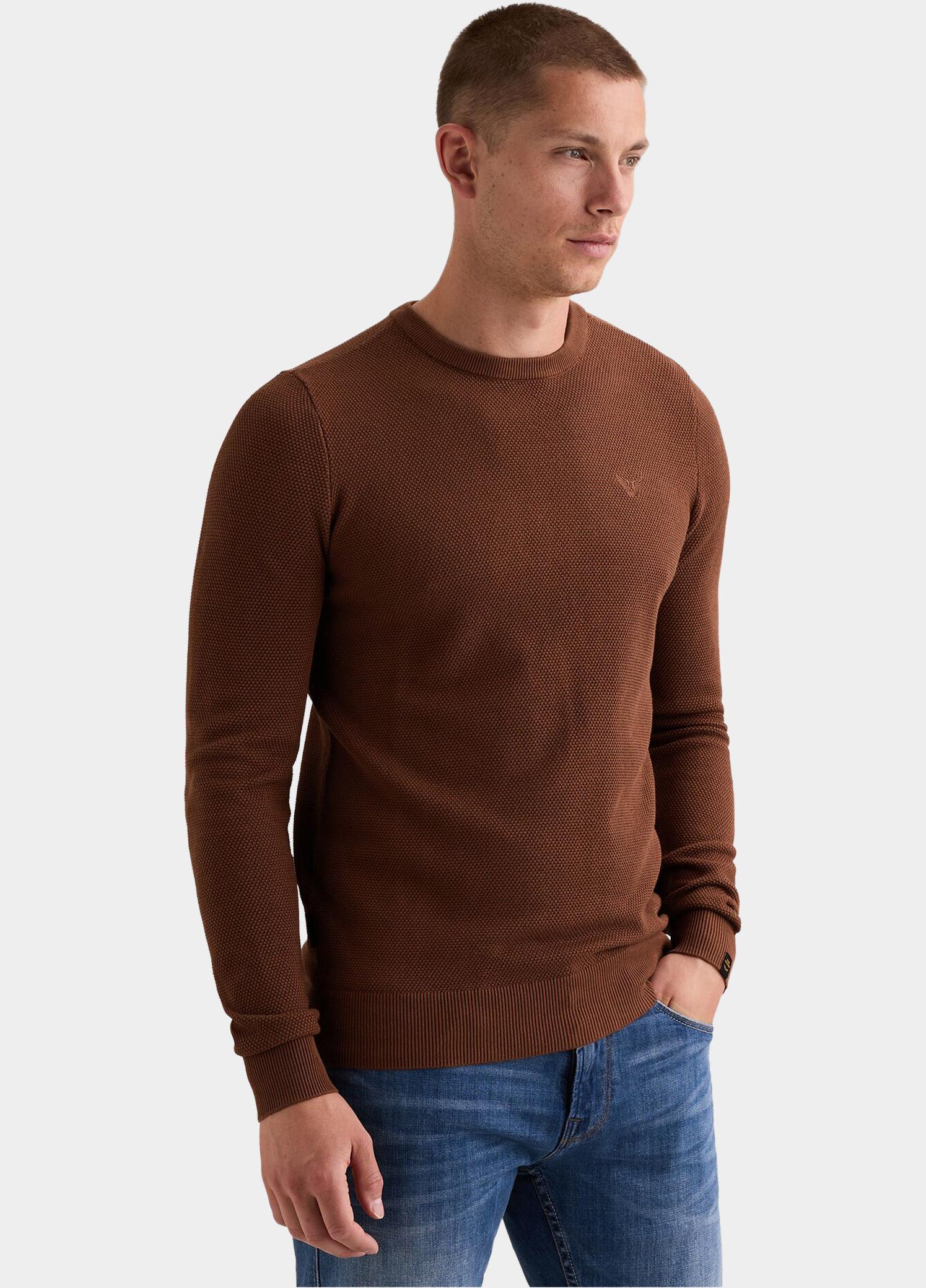 PME Legend Pullover heren Bruin R-neck cotton modal PKW2608324/8187