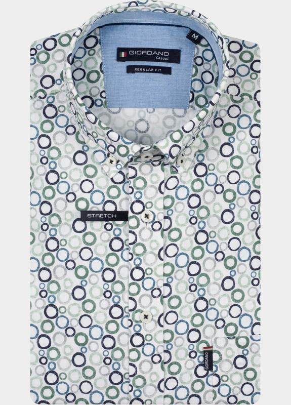 Giordano overhemd korte mouw heren Groen League Short Sleeve Button Do 616019/70