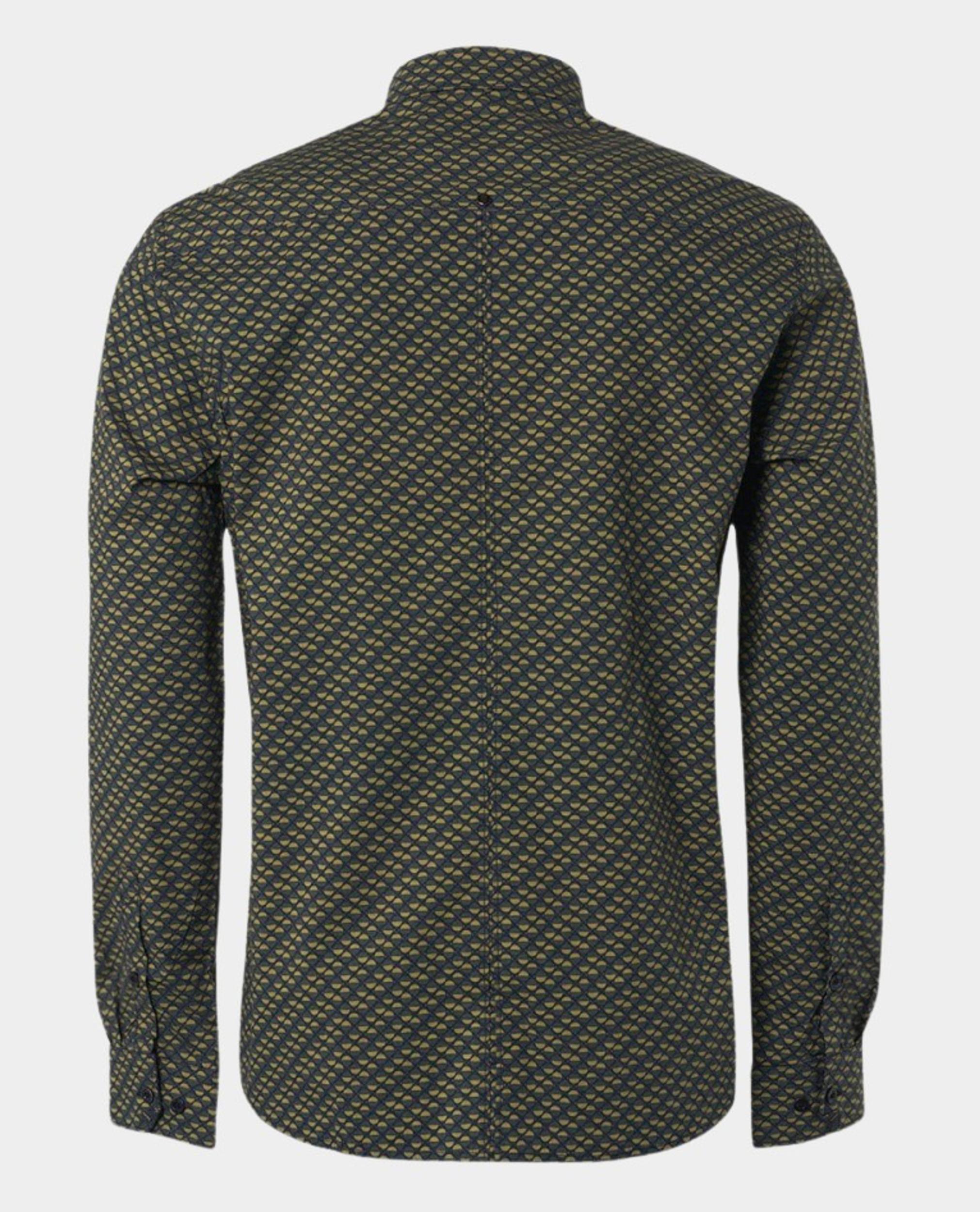 No Excess Casual hemd lange mouw Groen Shirt Stretch Allover Printed 21450836/055