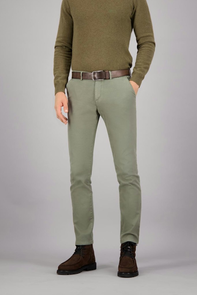 Gardeur Katoenen Broek Groen Hose Flatfront Slim Fit SAVAGE-2 60361/1074