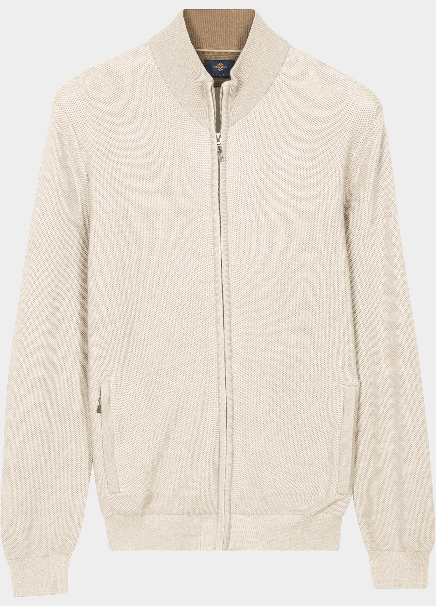 Baileys Vest heren Beige Cardigan Zip  2-tone Jacquard 612050/825