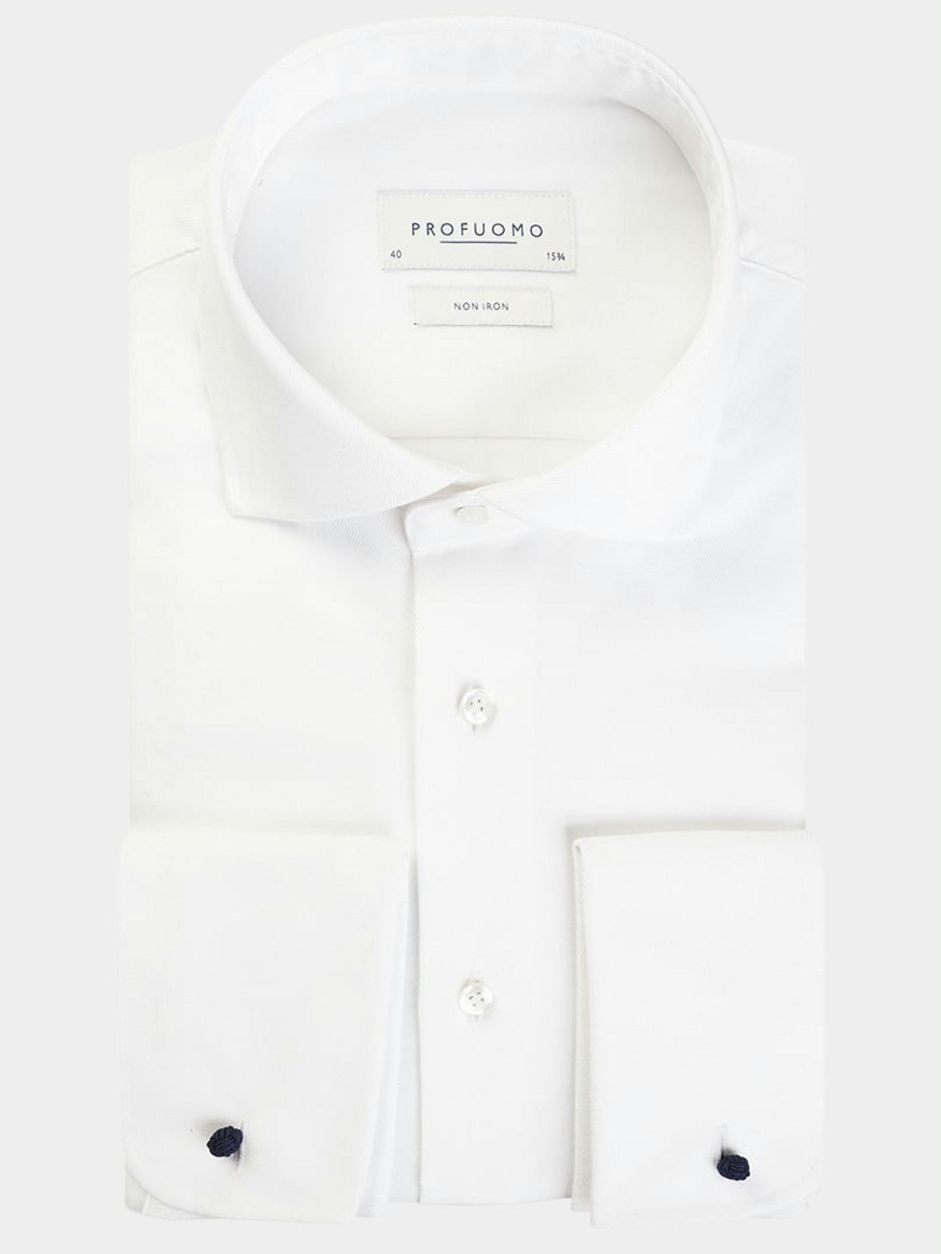 Profuomo Business hemd lange mouw Wit met dubbel manchet PP0H0A025/100