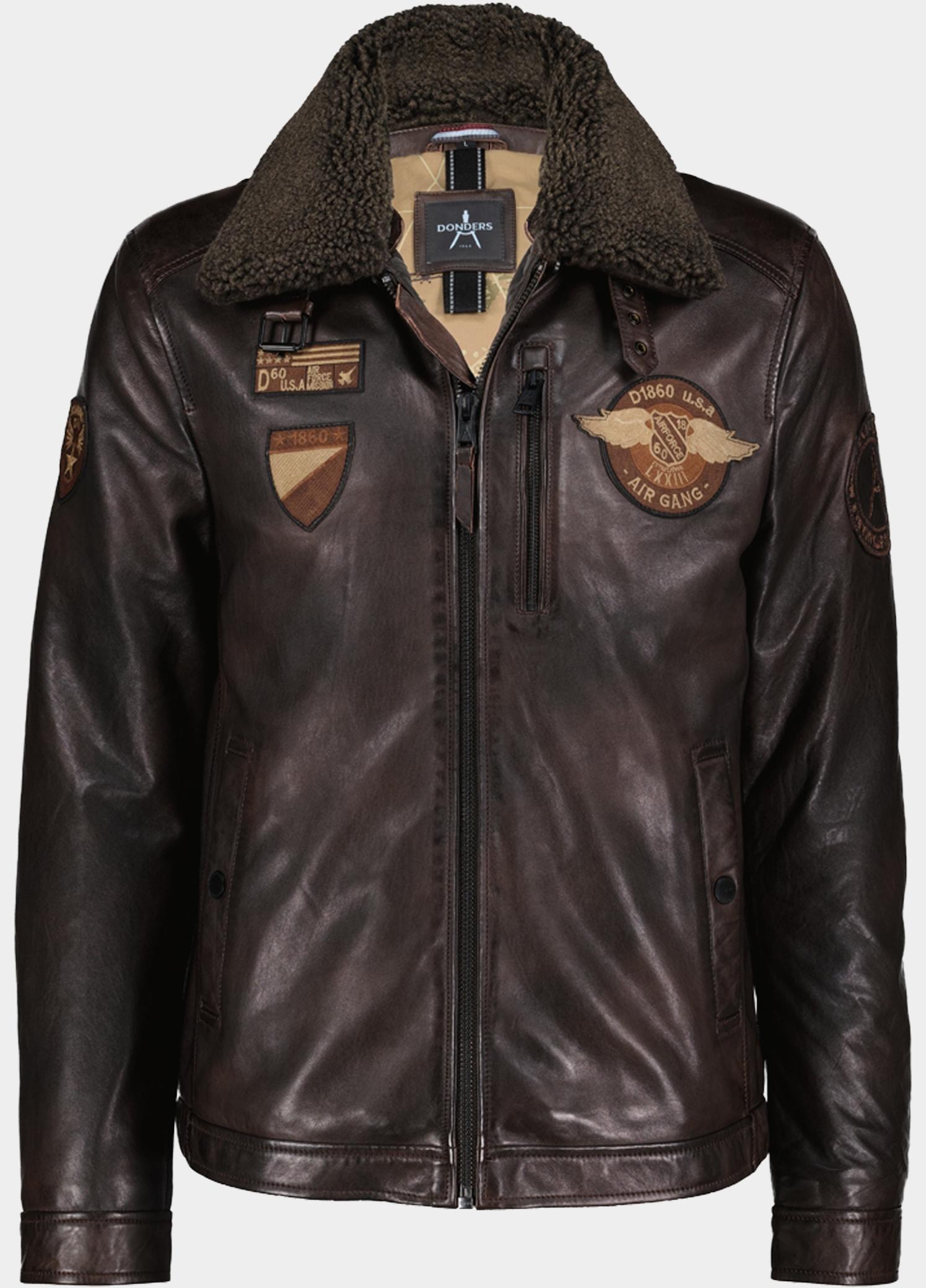 Donders 1860 Lerenjas heren Zwart Leather Jacket with Badges 52727/590