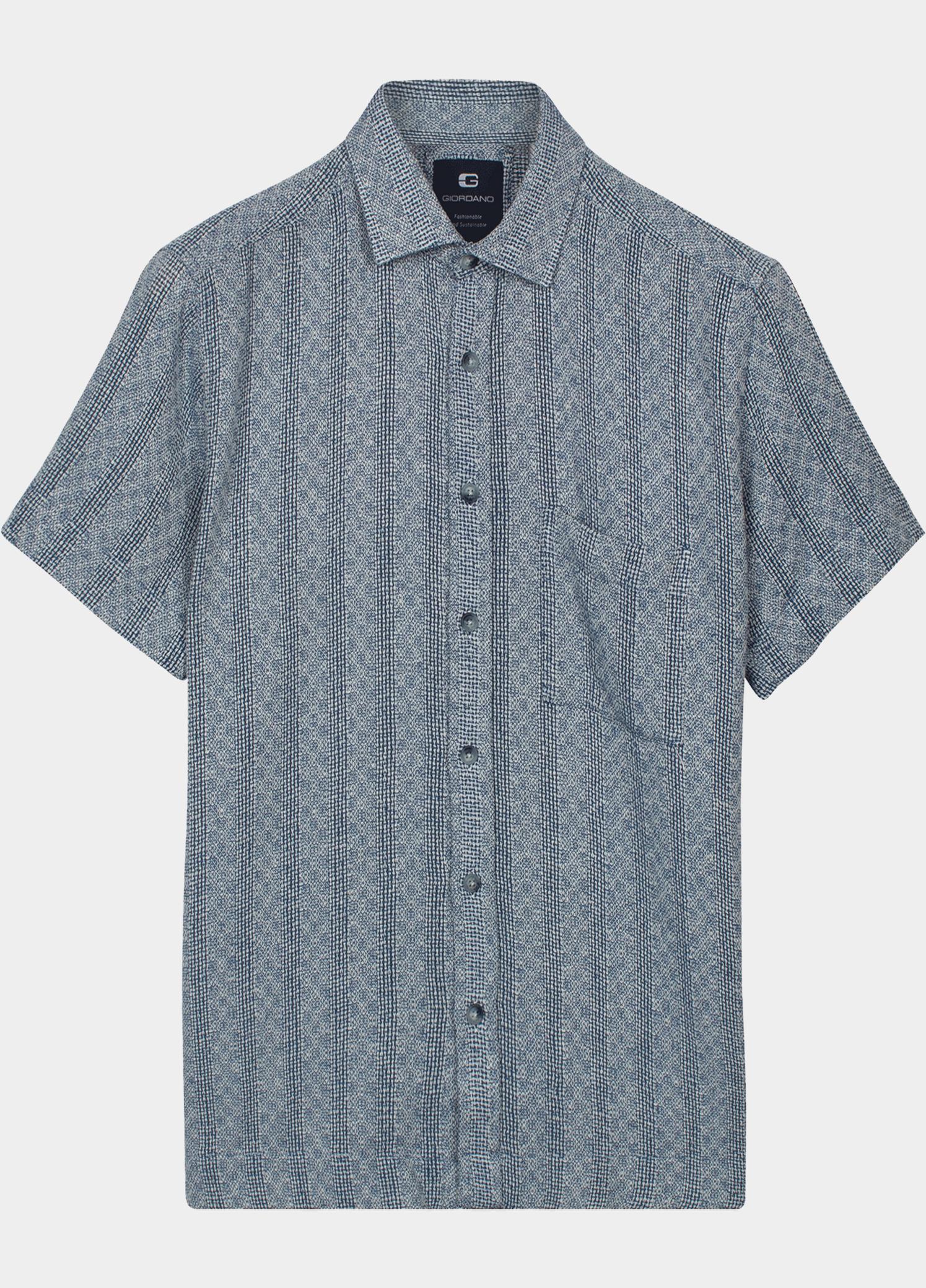 Giordano overhemd korte mouw heren Blauw Puglia Short Sleeve Shirt Str 616801/60