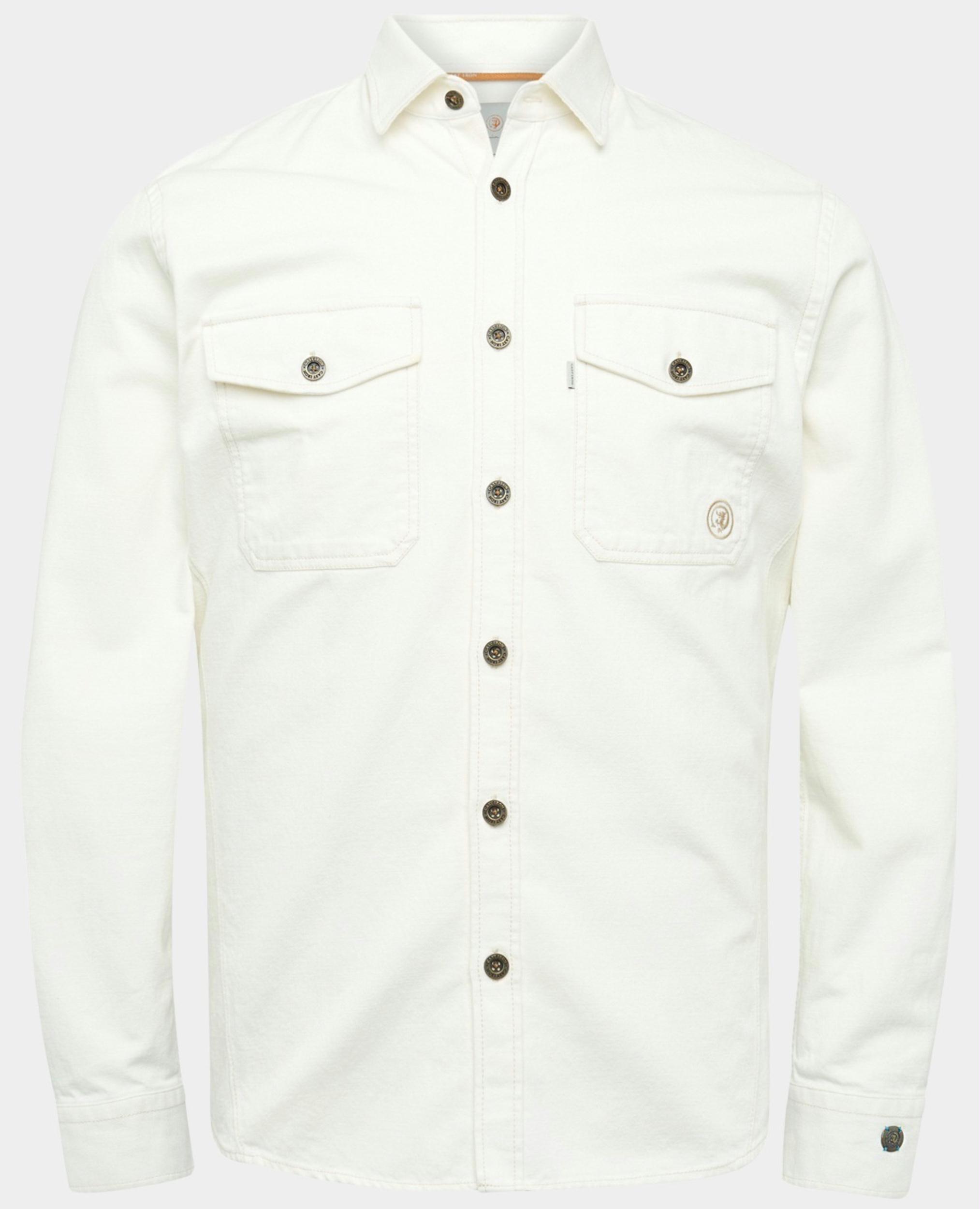 Cast Iron Casual hemd lange mouw Wit Long Sleeve Shirt Slub Twill CSI2302205/7002