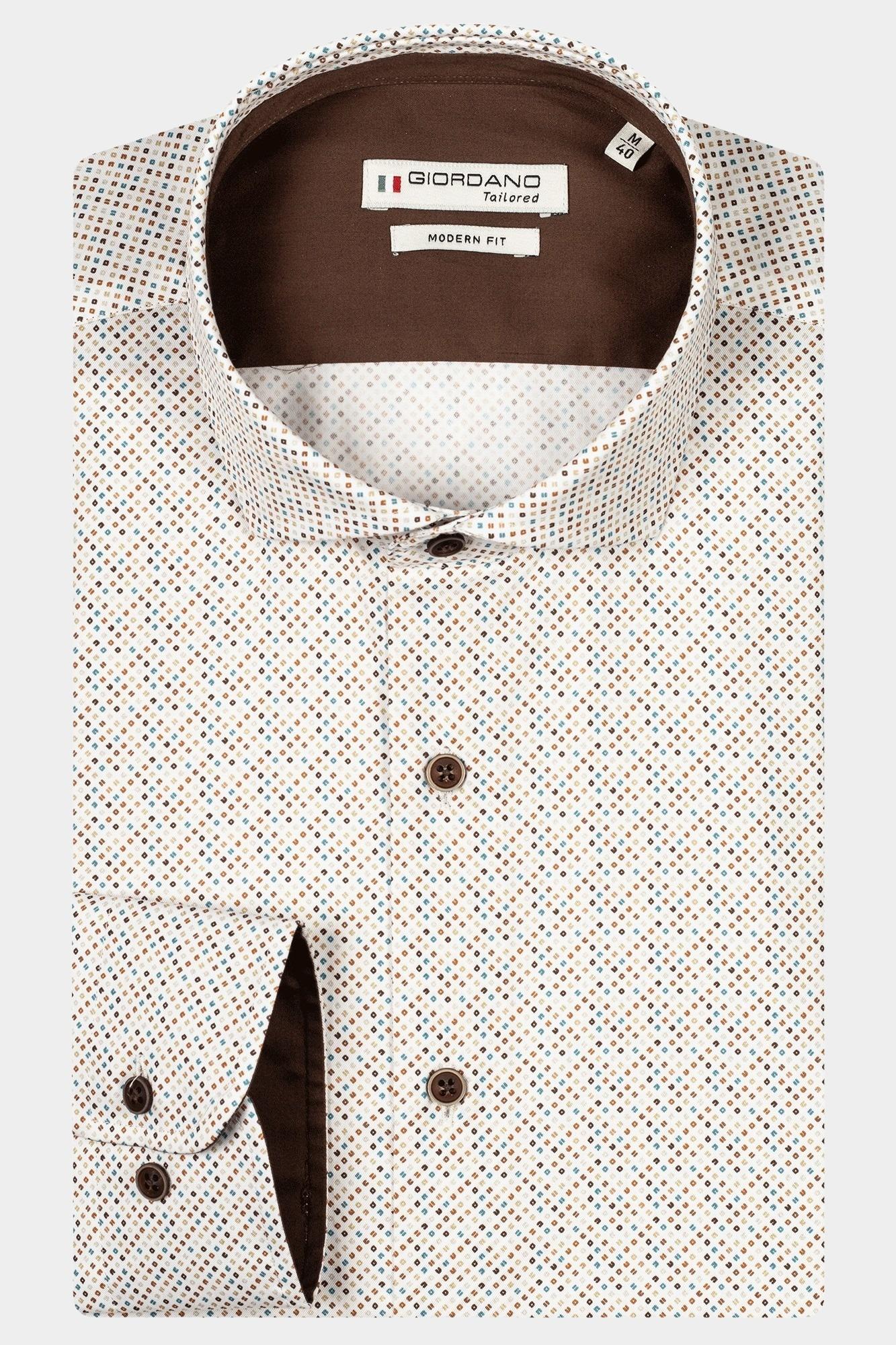 Giordano Casual hemd lange mouw Beige Row, LS Cutaway Colourful Pri 427819/11