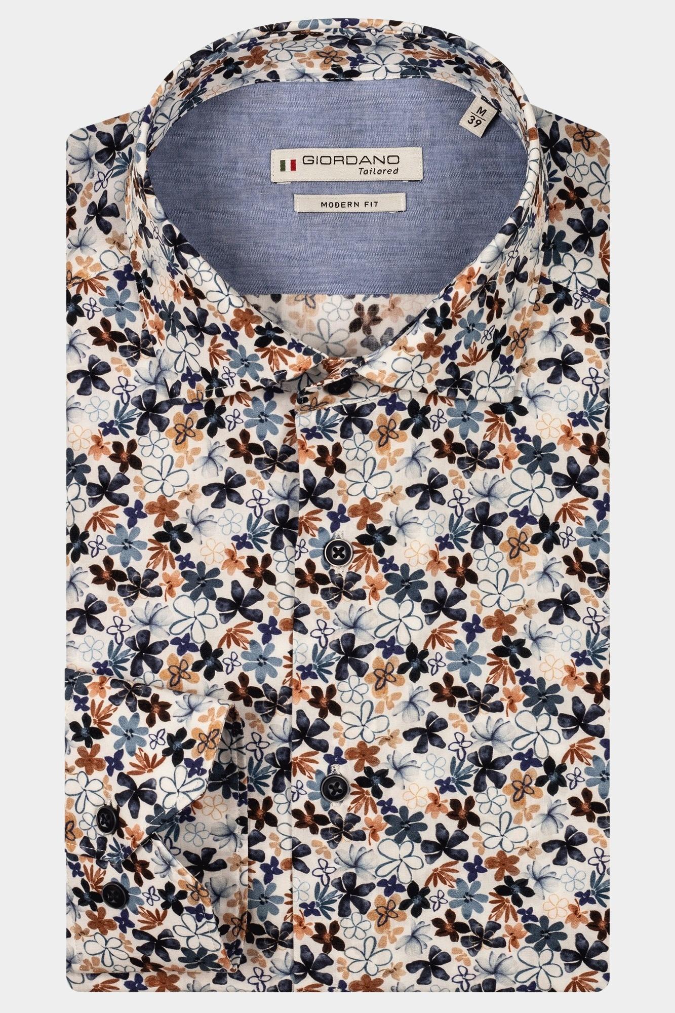 Giordano Casual hemd lange mouw Blauw Maggiore long sleeve semi cut 517856/60