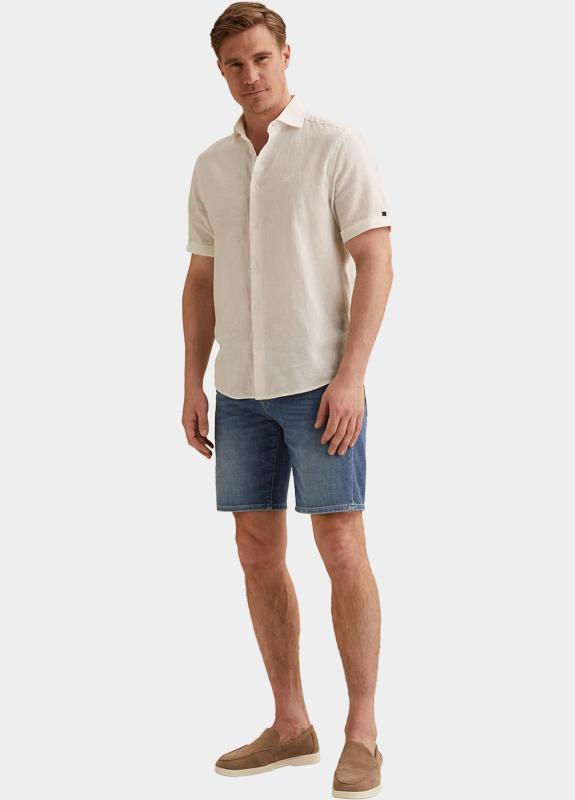 Vanguard Casual hemd korte mouw Wit Short Sleeve Shirt Linen Cott VSIS2604263/7004