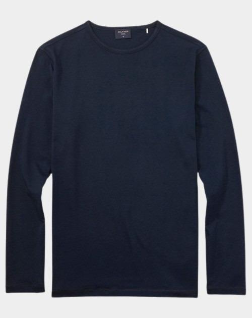 Olymp T-shirt lange mouw Blauw Crewneck Casual 560424/18