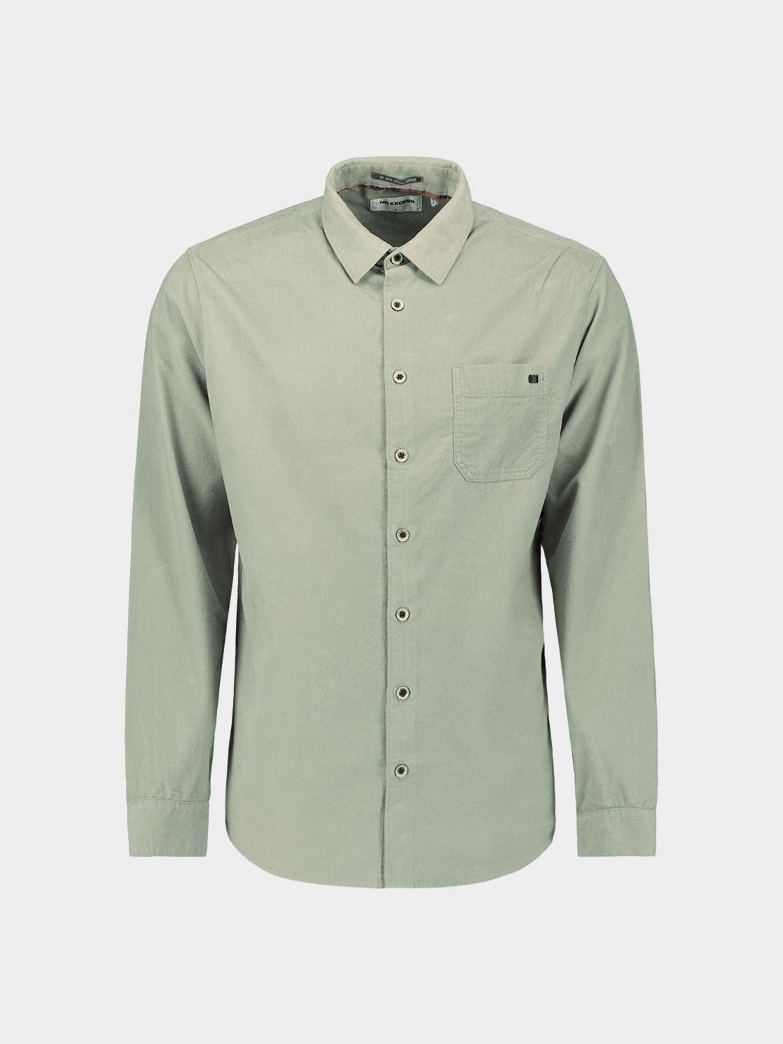 No Excess Casual hemd lange mouw Groen Shirt Solid Fine Herringbone 29430843/197