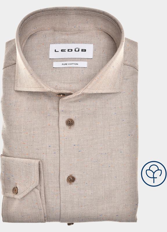 Ledub Business hemd lange mouw Bruin  0143195/620-000-000