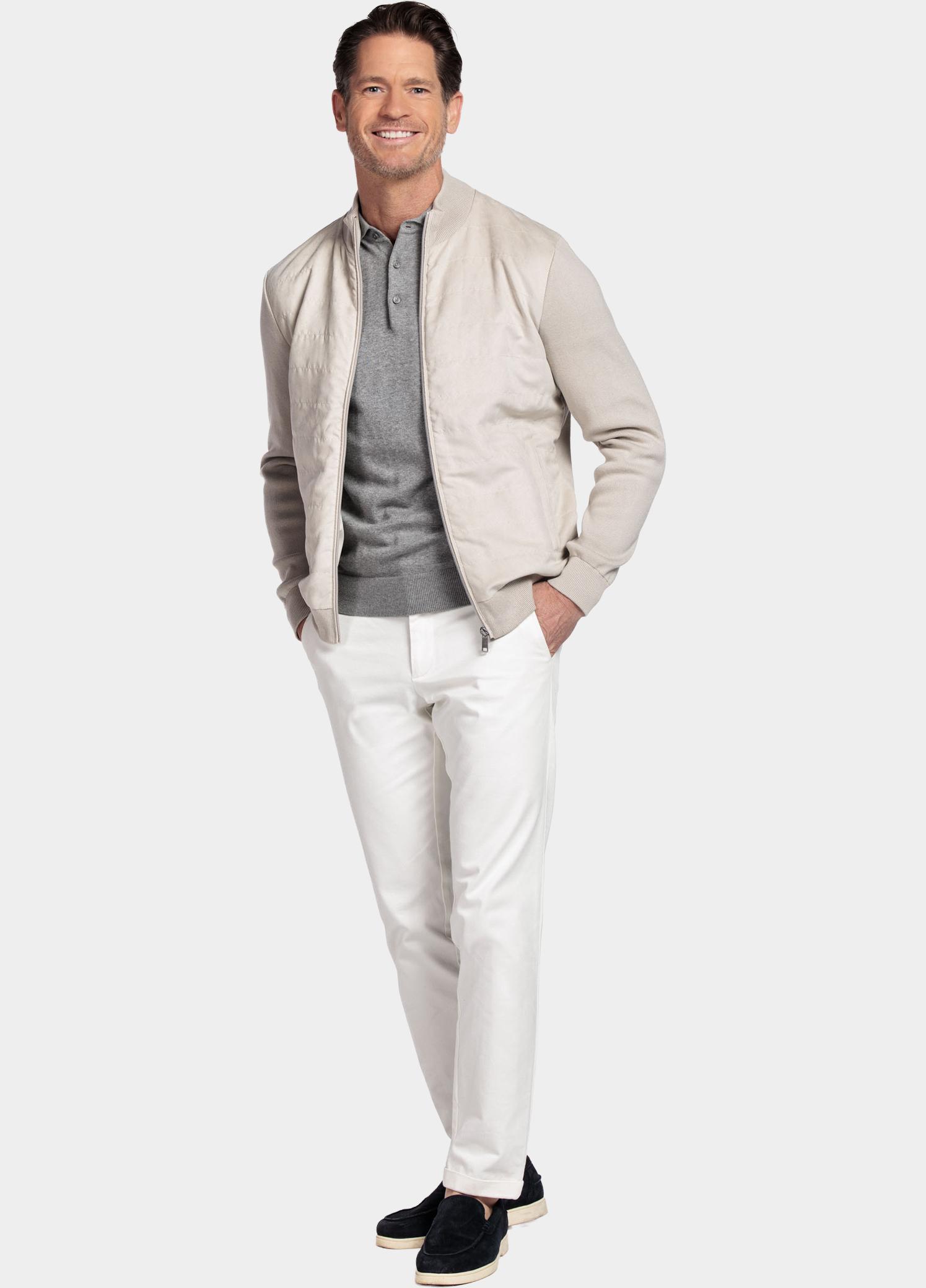 Baileys Vest heren Wit Cardigan Zip  Milano knit 612015/815