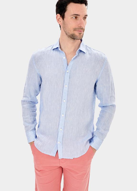 Blue Coast Overhemd heren Blauw 100% linnen, regular fit 118L/0015 celeste