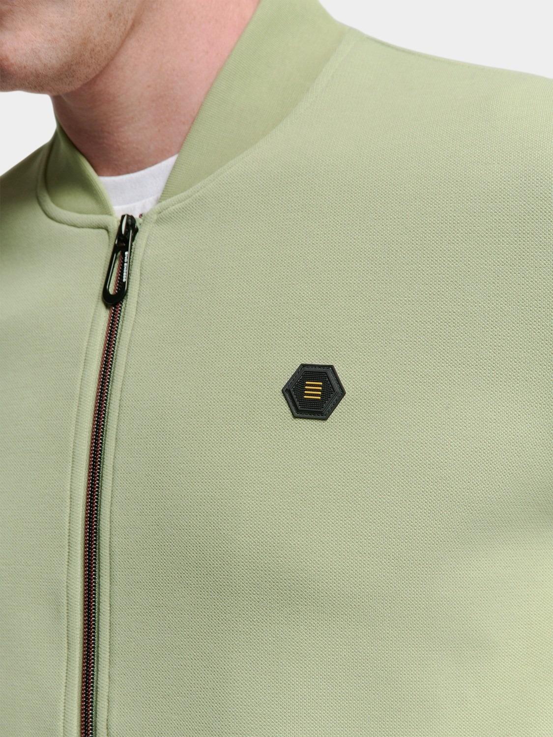 No Excess Sweater Grijs Sweater Full Zipper Pique Bom 25100806SN/049