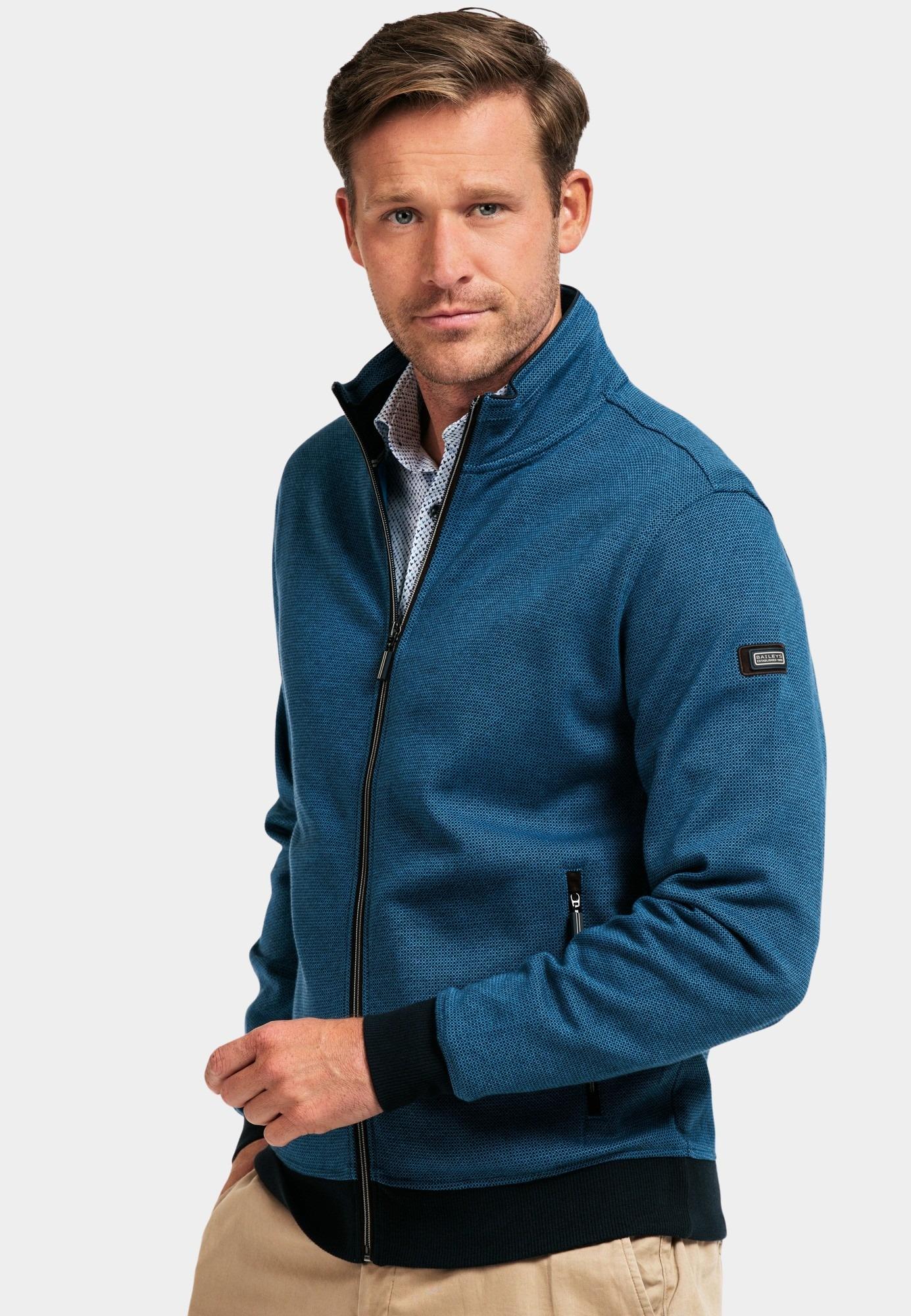 Baileys Vest Blauw Sweat Cardigan Zip 422201/64