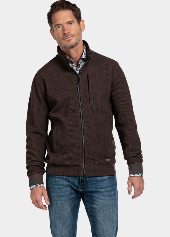 Baileys Vest Bruin Sweat Cardigan Zip  Hi-Low st 522230/87