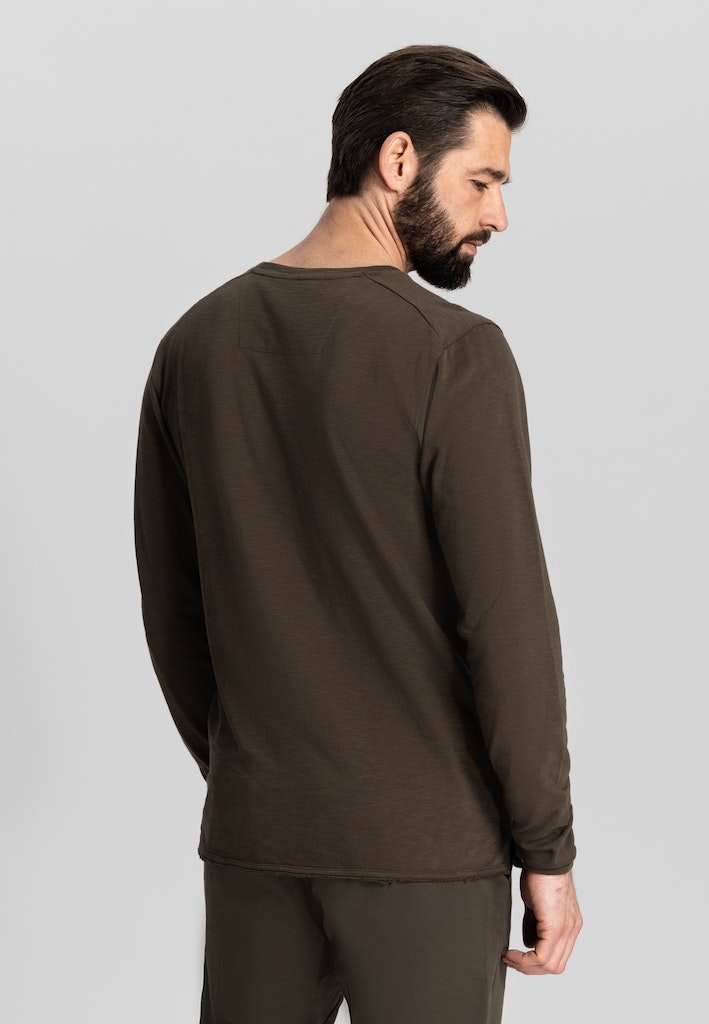 Dstrezzed T-shirt lange mouw Groen DS_Newman Henley 220034/536