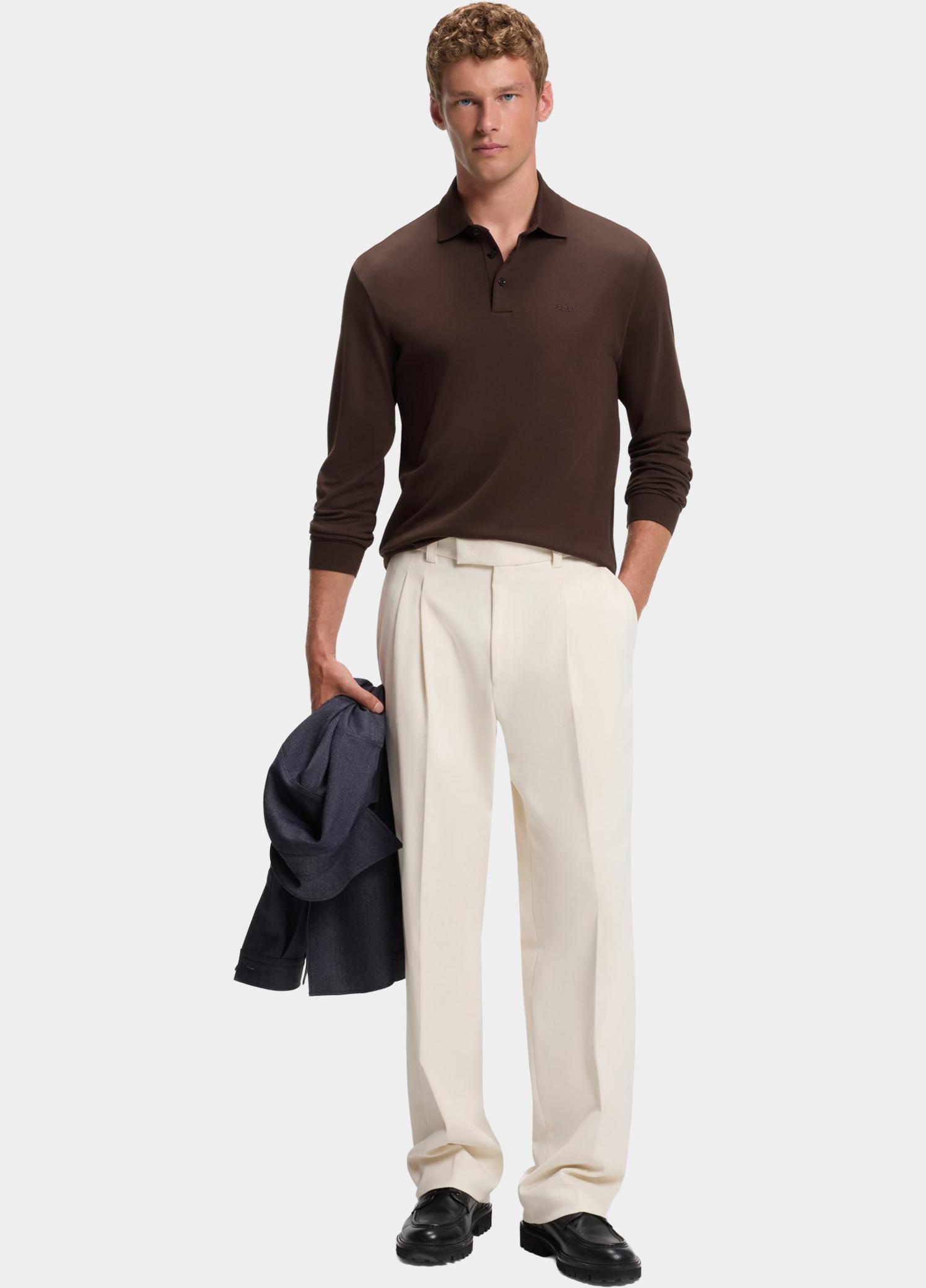 BOSS Black Polo lange mouwen heren Bruin Pado 30 10241542 01 50468392/209