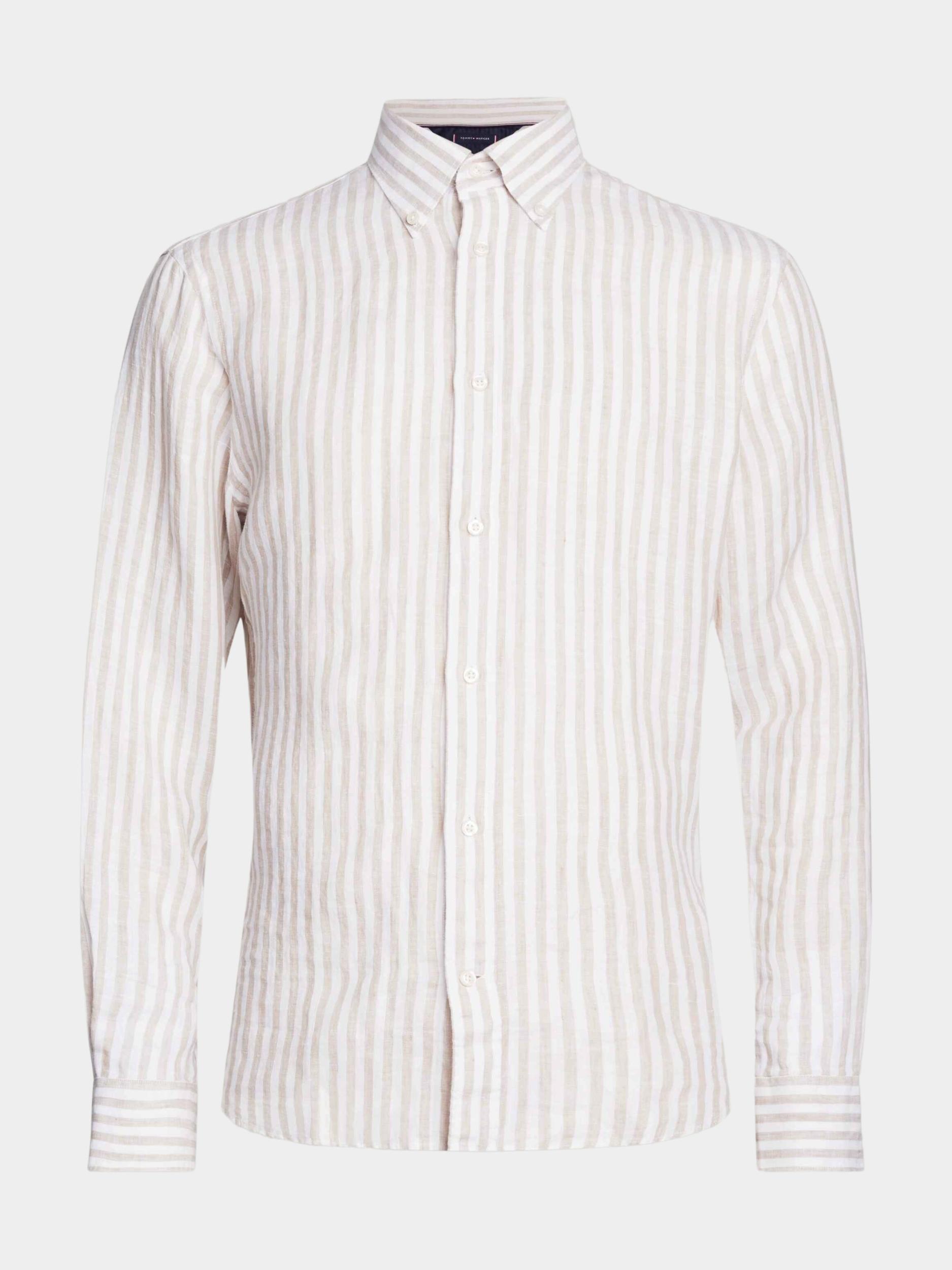 Tommy Hilfiger Casual hemd lange mouw Beige DC Bold Linen Stripe Shirt MW0MW34646/0AA