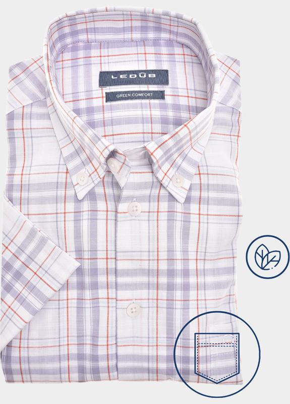 Ledub Business hemd korte mouw Paars  0142416/720-000-000