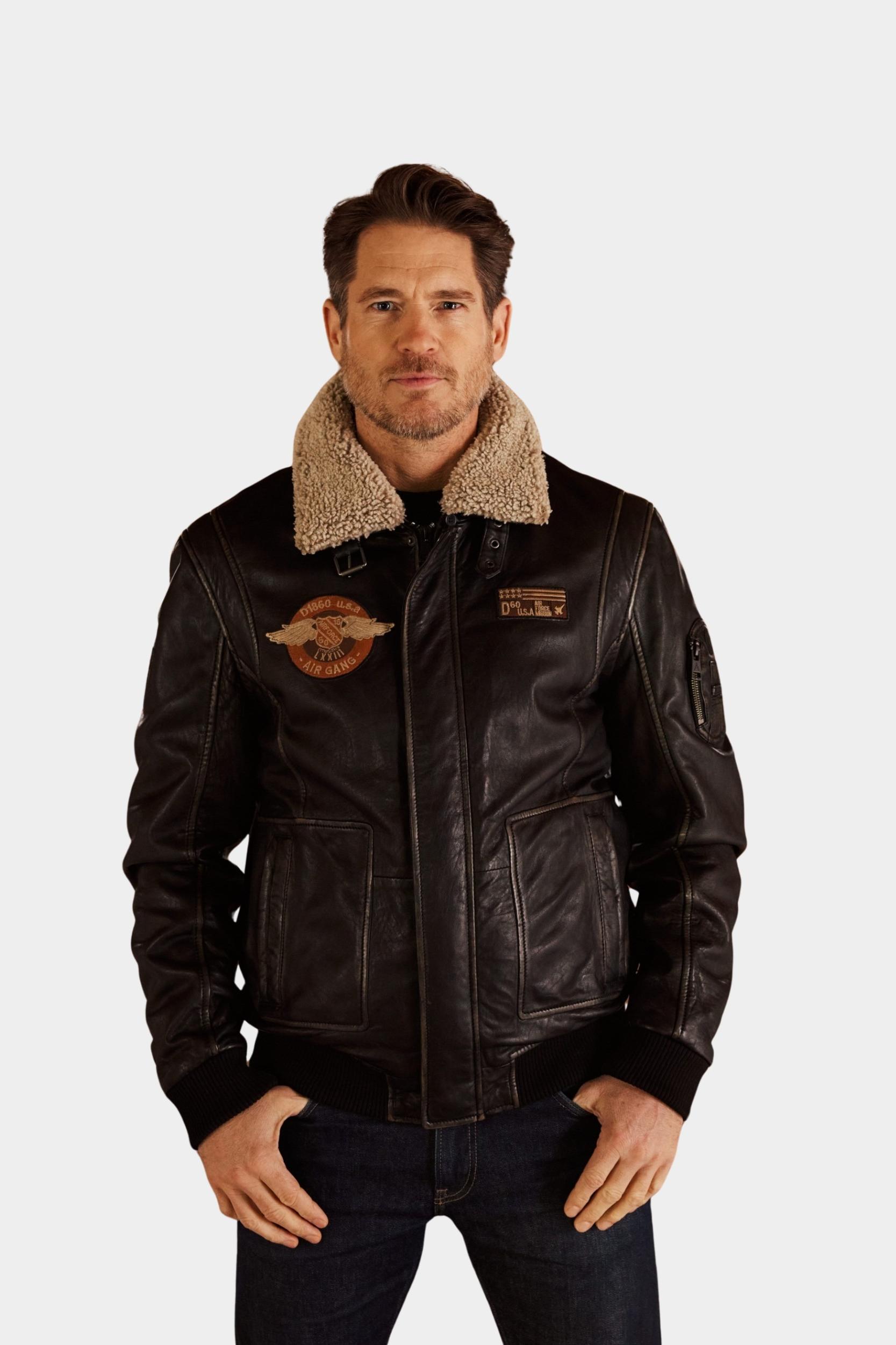 Donders 1860 Lederen Jack Zwart Leather Jacket with Badges 52696.2/999