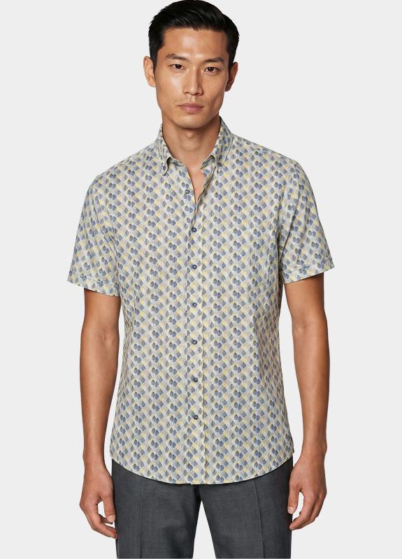 R.B. Boston overhemd korte mouw heren Geel Marshall SS Button Down 616670/227