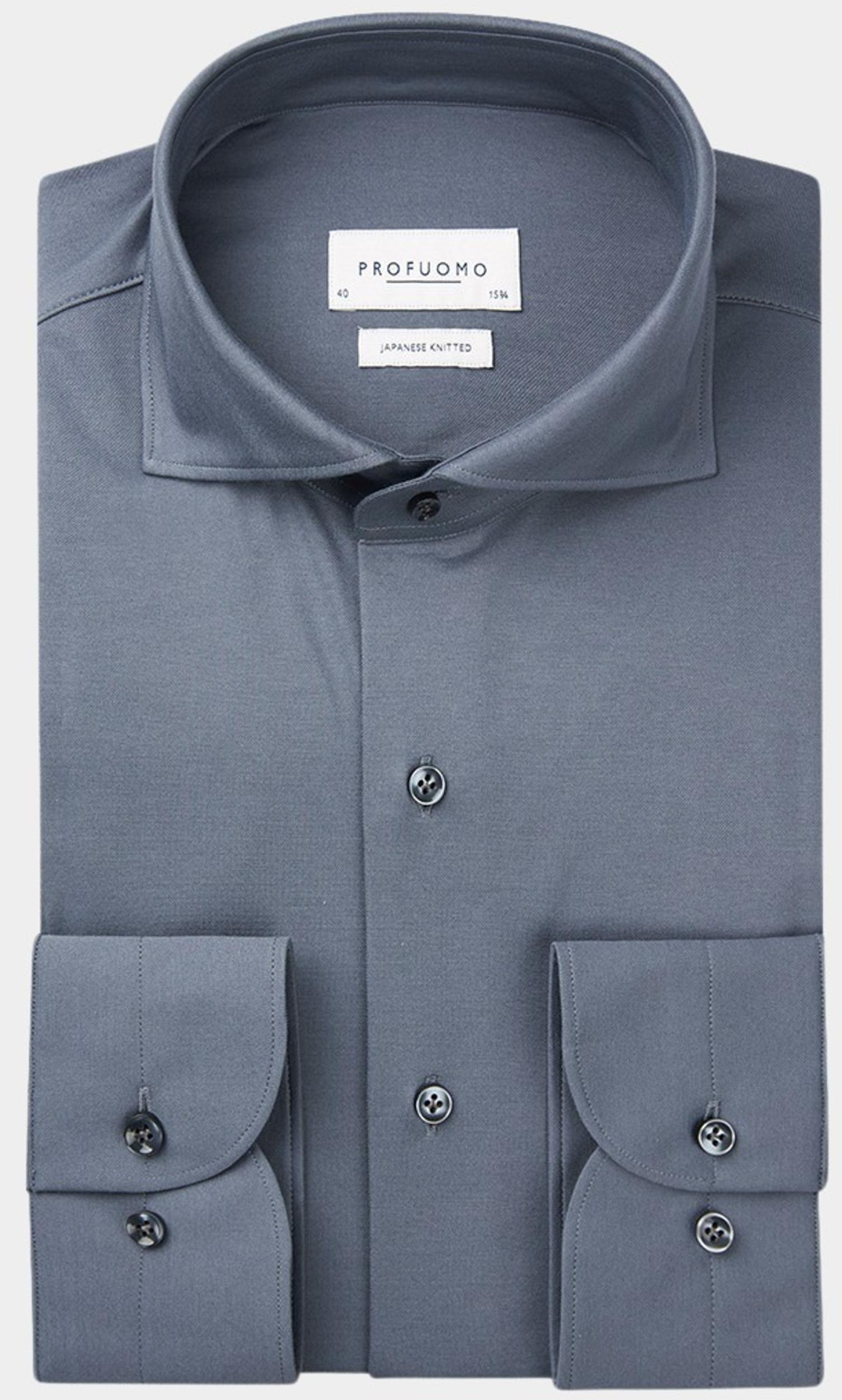 Profuomo Business hemd lange mouw Blauw Japanese knitted PPWH10001D/4