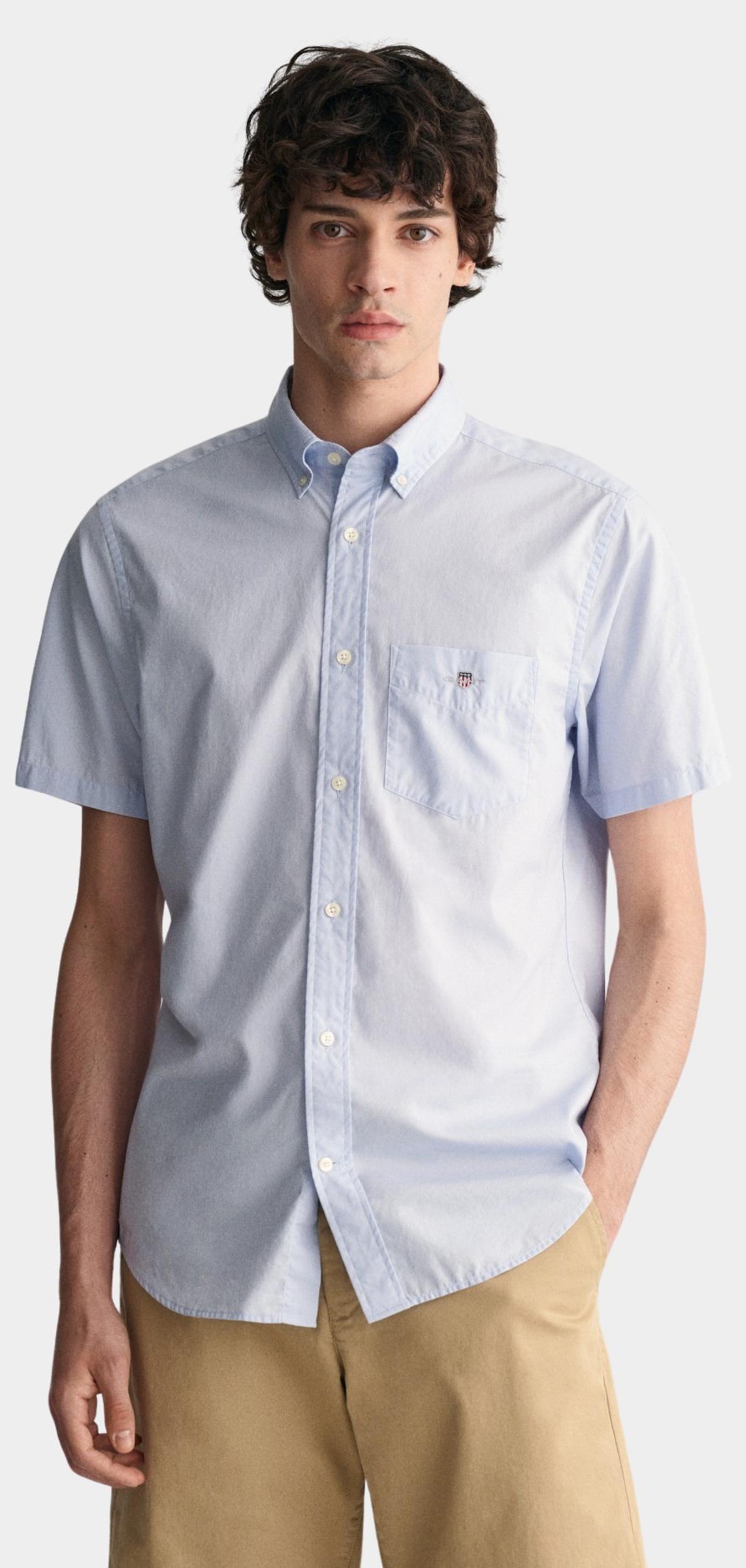 Gant Casual hemd korte mouw Blauw Poplin SS Shirt 3000101/455