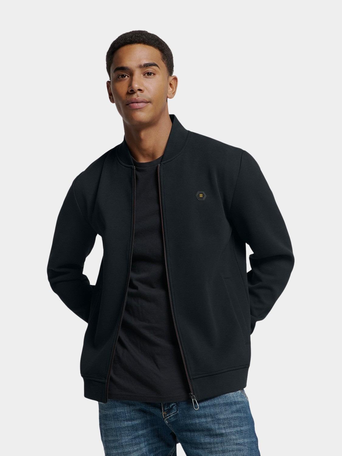 No Excess Vest Zwart Sweater Full Zipper Pique Bom N1006/020